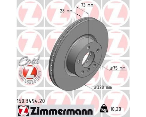 Disque de frein COAT Z 150.3494.20 Zimmermann