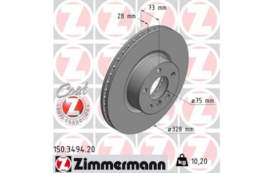Disque de frein COAT Z 150.3494.20 Zimmermann