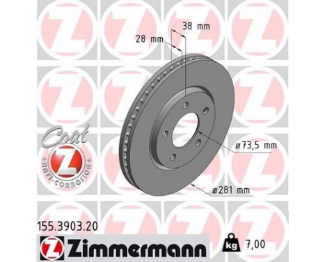 Disque de frein COAT Z 155.3903.20 Zimmermann