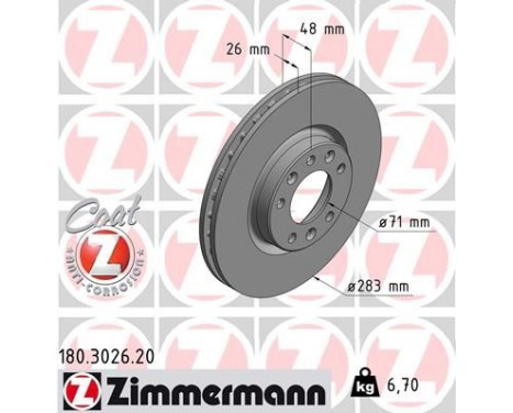 Disque de frein COAT Z 180.3026.20 Zimmermann