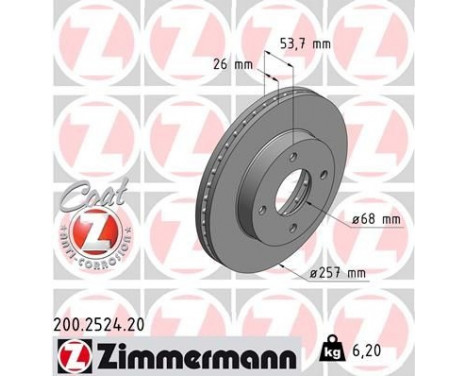 Disque de frein COAT Z 200.2524.20 Zimmermann