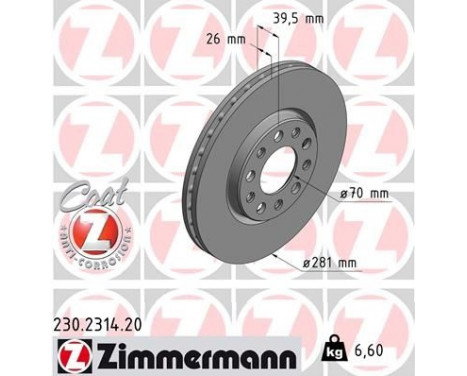 Disque de frein COAT Z 230.2314.20 Zimmermann