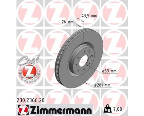 Disque de frein COAT Z 230.2366.20 Zimmermann