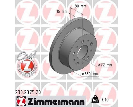 Disque de frein COAT Z 230.2375.20 Zimmermann