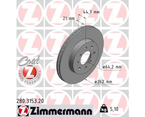Disque de frein COAT Z 280.3153.20 Zimmermann