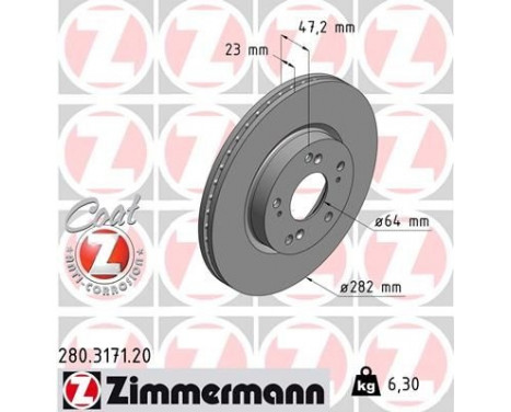 Disque de frein COAT Z 280.3171.20 Zimmermann