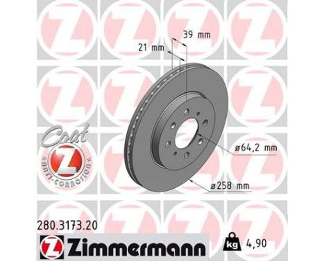 Disque de frein COAT Z 280.3173.20 Zimmermann