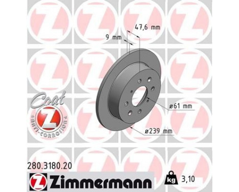 Disque de frein COAT Z 280.3180.20 Zimmermann