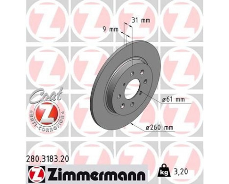 Disque de frein COAT Z 280.3183.20 Zimmermann