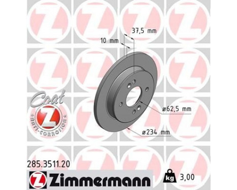 Disque de frein COAT Z 285.3511.20 Zimmermann