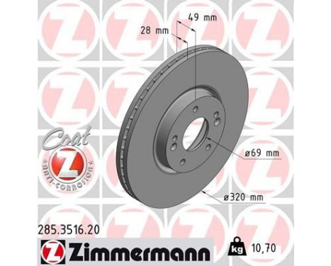 Disque de frein COAT Z 285.3516.20 Zimmermann