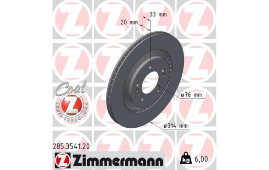 Disque de frein COAT Z 285.3541.20 Zimmermann