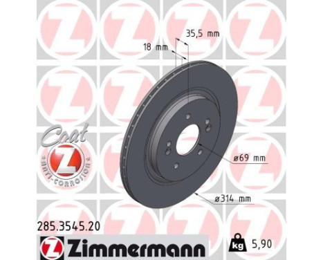 Disque de frein COAT Z 285.3545.20 Zimmermann