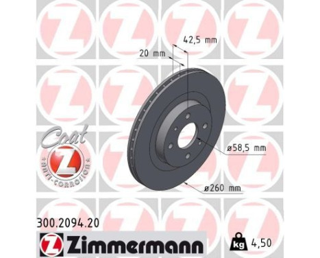 Disque de frein COAT Z 300.2094.20 Zimmermann