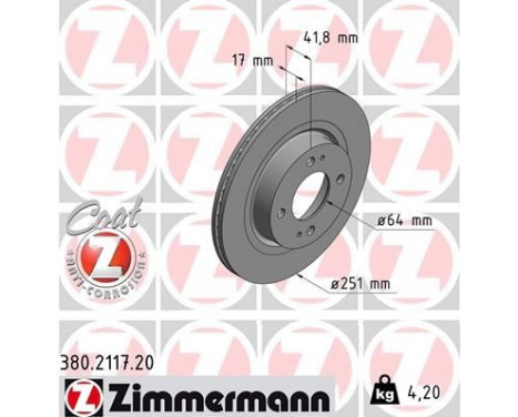Disque de frein COAT Z 380.2117.20 Zimmermann