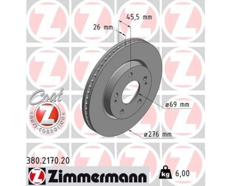 Disque de frein COAT Z 380.2170.20 Zimmermann
