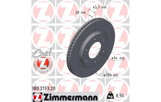 Disque de frein COAT Z 380.2173.20 Zimmermann