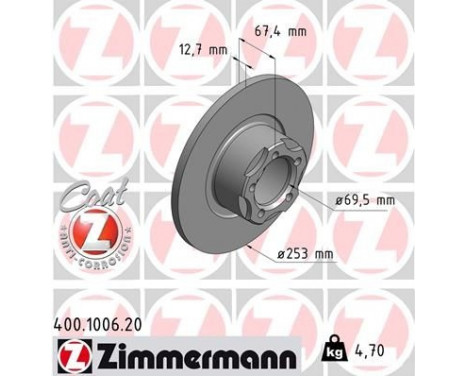 Disque de frein COAT Z 400.1006.20 Zimmermann