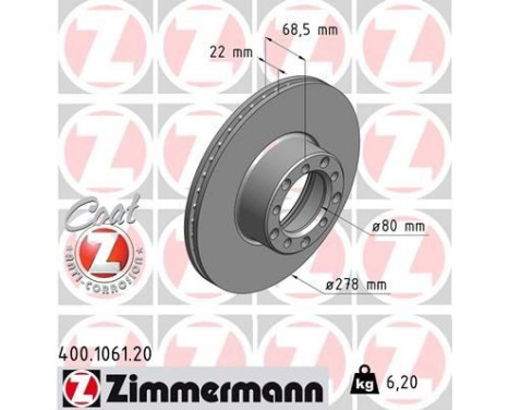 Disque de frein COAT Z 400.1061.20 Zimmermann