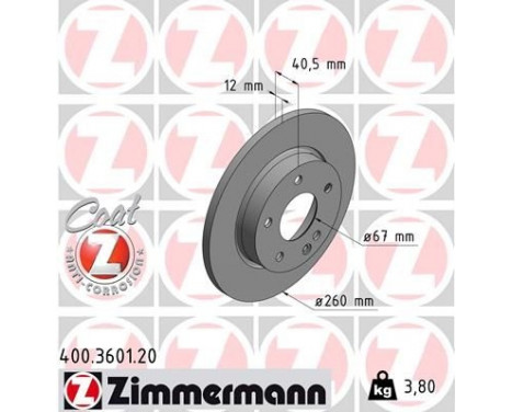 Disque de frein COAT Z 400.3601.20 Zimmermann