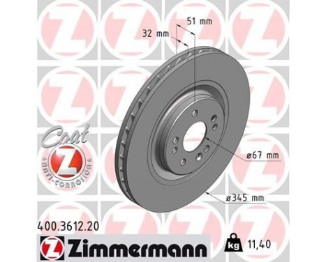 Disque de frein COAT Z 400.3612.20 Zimmermann