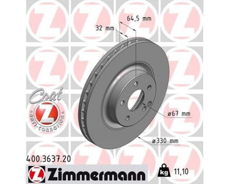 Disque de frein COAT Z 400.3637.20 Zimmermann