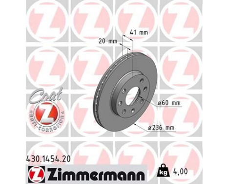 Disque de frein COAT Z 430.1454.20 Zimmermann