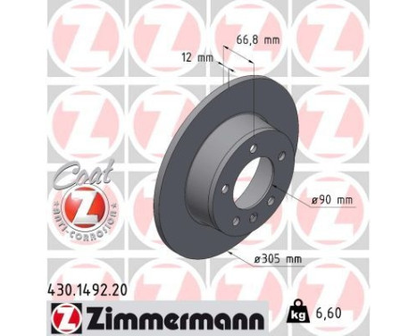 Disque de frein COAT Z 430.1492.20 Zimmermann