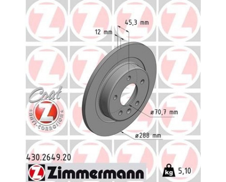 Disque de frein COAT Z 430.2649.20 Zimmermann
