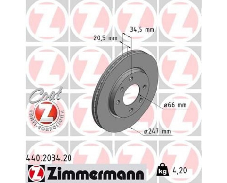 Disque de frein COAT Z 440.2034.20 Zimmermann