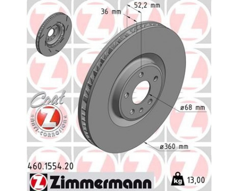 Disque de frein COAT Z 460.1554.20 Zimmermann