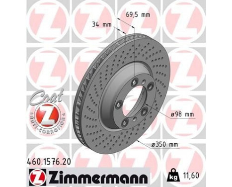 Disque de frein COAT Z 460.1576.20 Zimmermann