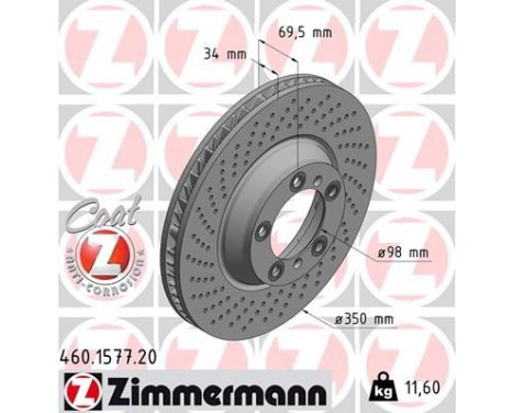 Disque de frein COAT Z 460.1577.20 Zimmermann