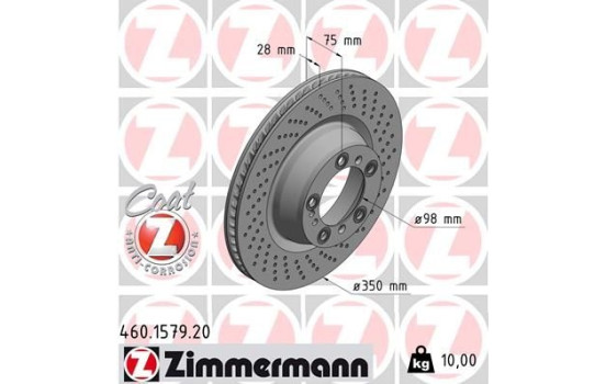 Disque de frein COAT Z 460.1579.20 Zimmermann, Image 2