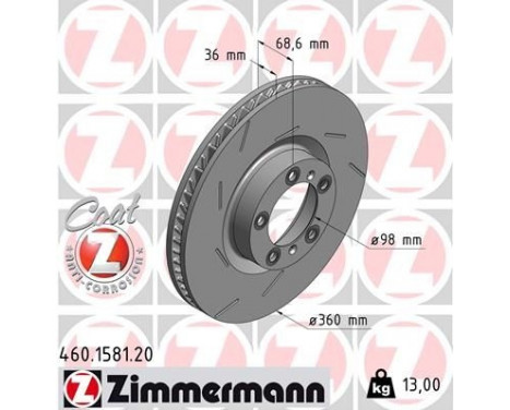 Disque de frein COAT Z 460.1581.20 Zimmermann