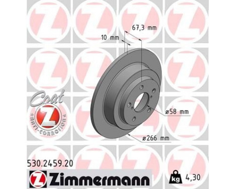 Disque de frein COAT Z 530.2459.20 Zimmermann