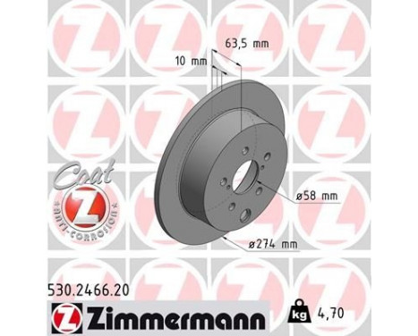 Disque de frein COAT Z 530.2466.20 Zimmermann