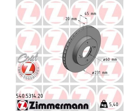 Disque de frein COAT Z 540.5314.20 Zimmermann