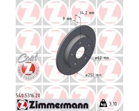 Disque de frein COAT Z 540.5316.20 Zimmermann