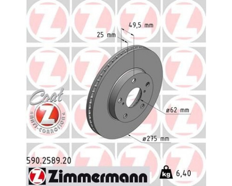 Disque de frein COAT Z 590.2589.20 Zimmermann