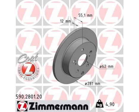 Disque de frein COAT Z 590.2801.20 Zimmermann