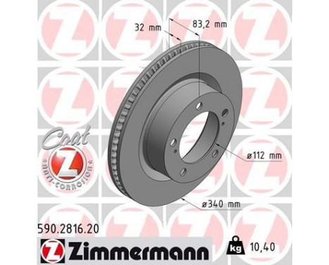 Disque de frein COAT Z 590.2816.20 Zimmermann