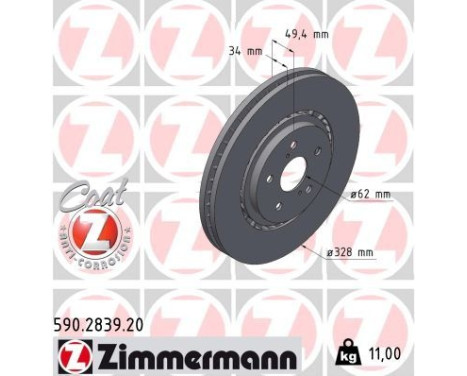 Disque de frein COAT Z 590.2839.20 Zimmermann