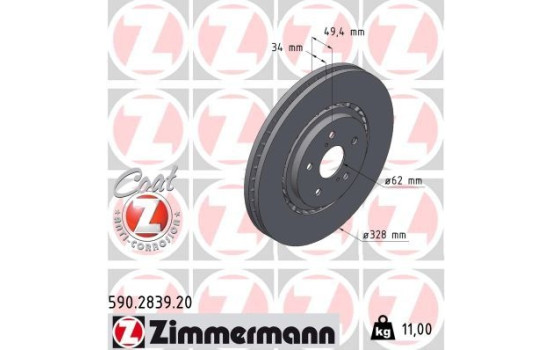 Disque de frein COAT Z 590.2839.20 Zimmermann