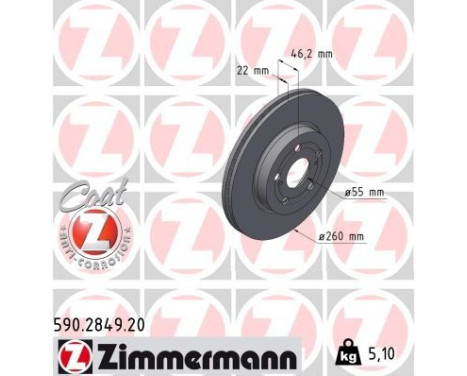 Disque de frein COAT Z 590.2849.20 Zimmermann