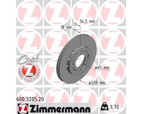 Disque de frein COAT Z 600.3205.20 Zimmermann