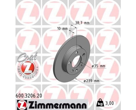 Disque de frein COAT Z 600.3206.20 Zimmermann
