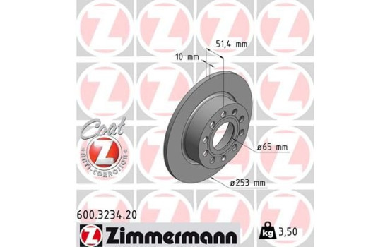Disque de frein COAT Z 600.3234.20 Zimmermann, Image 2