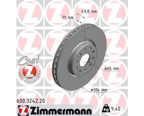 Disque de frein COAT Z 600.3242.20 Zimmermann