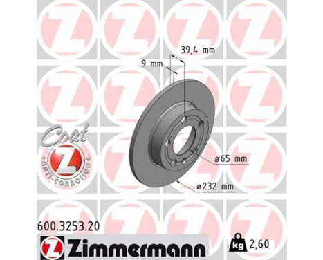 Disque de frein COAT Z 600.3253.20 Zimmermann